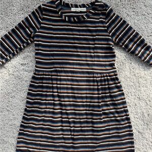 Copper Key Striped Dress - Blue, Black, White